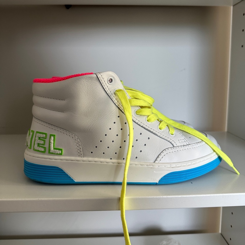 Chanel Hi-Top Neon Leather Sneakers